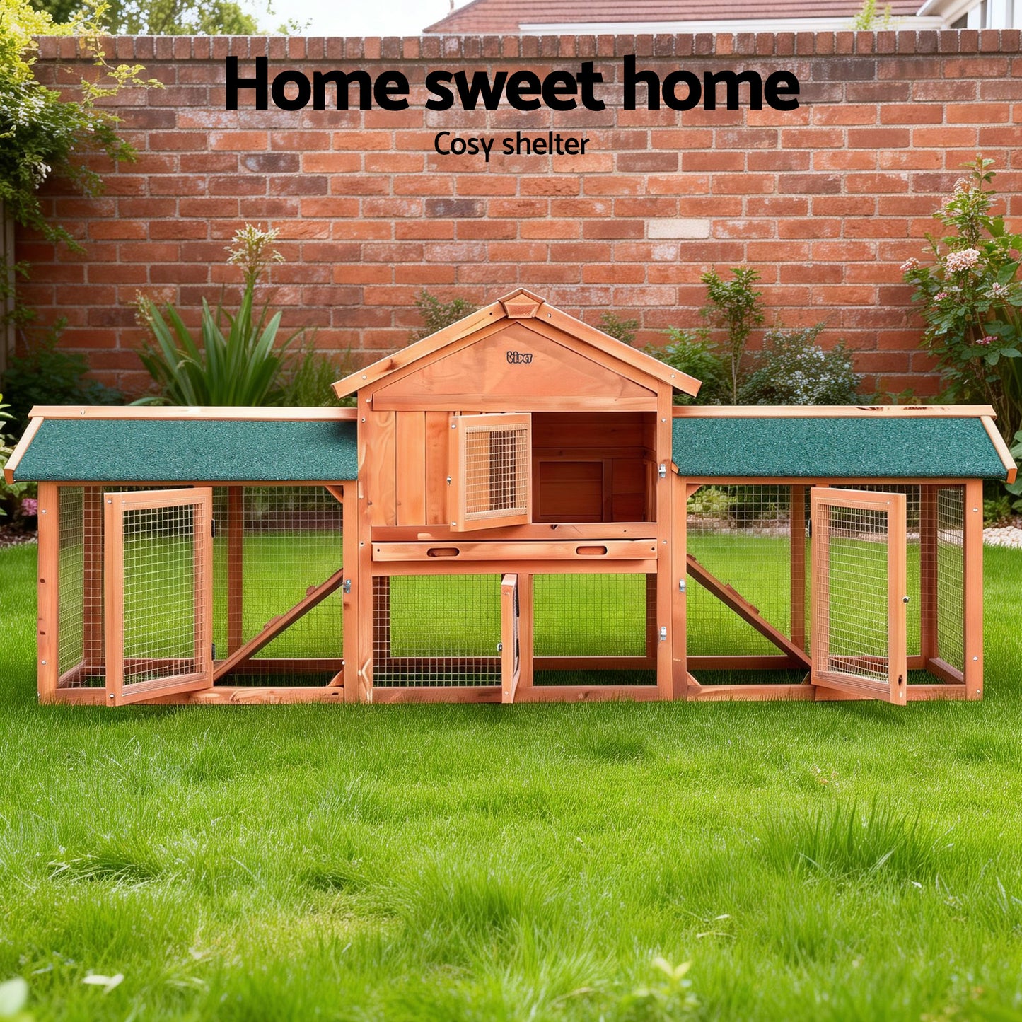 Rabbit Hutch Large Metal Run Wooden Cage Chicken Coop Guinea Pig House