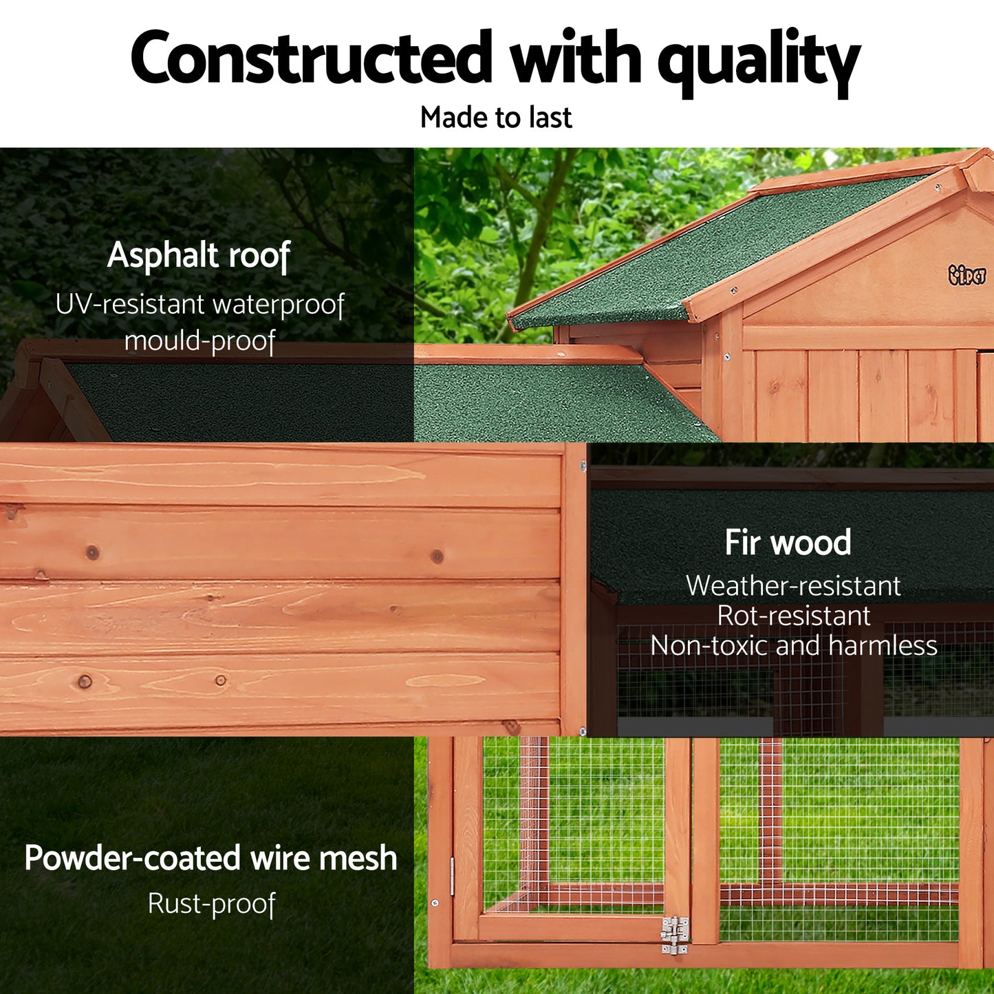 Rabbit Hutch Large Metal Run Wooden Cage Chicken Coop Guinea Pig House