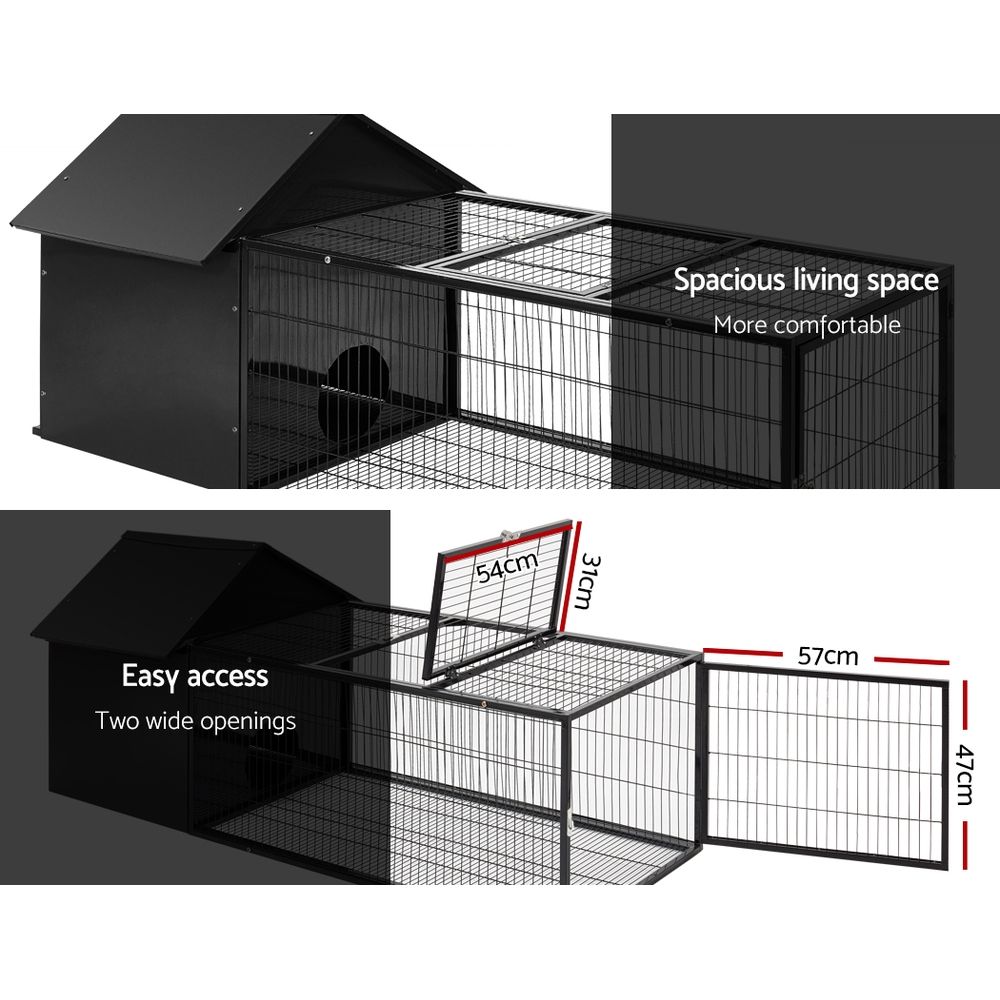 Rabbit Cage Hutch Indoor Outdoor Hamster Enclosure Pet Metal Carrier 162cm