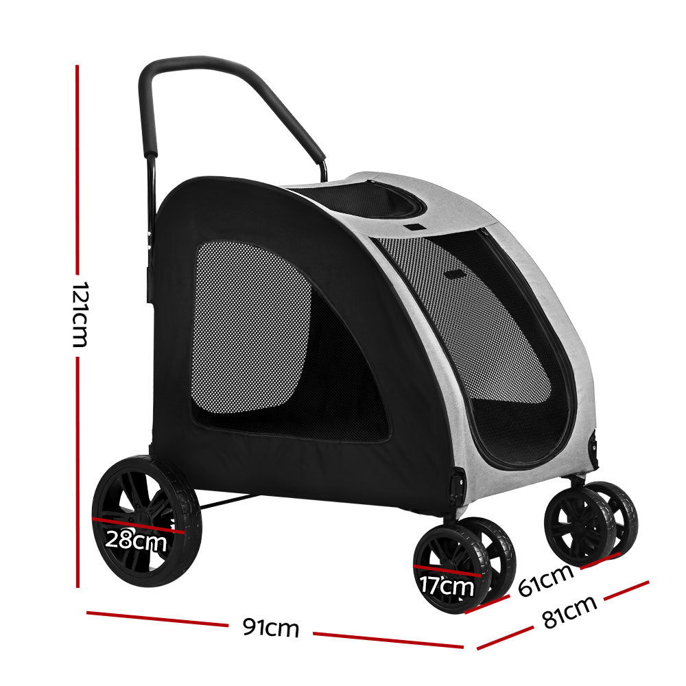 Pet Stroller Dog Pram Large Carrier Cat Travel Foldable Stroller with 4 Wheels