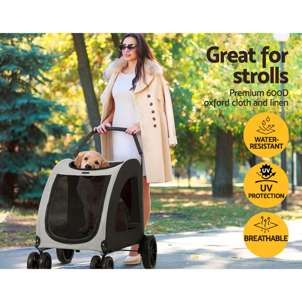 Pet Stroller Dog Pram Large Carrier Cat Travel Foldable Stroller with 4 Wheels