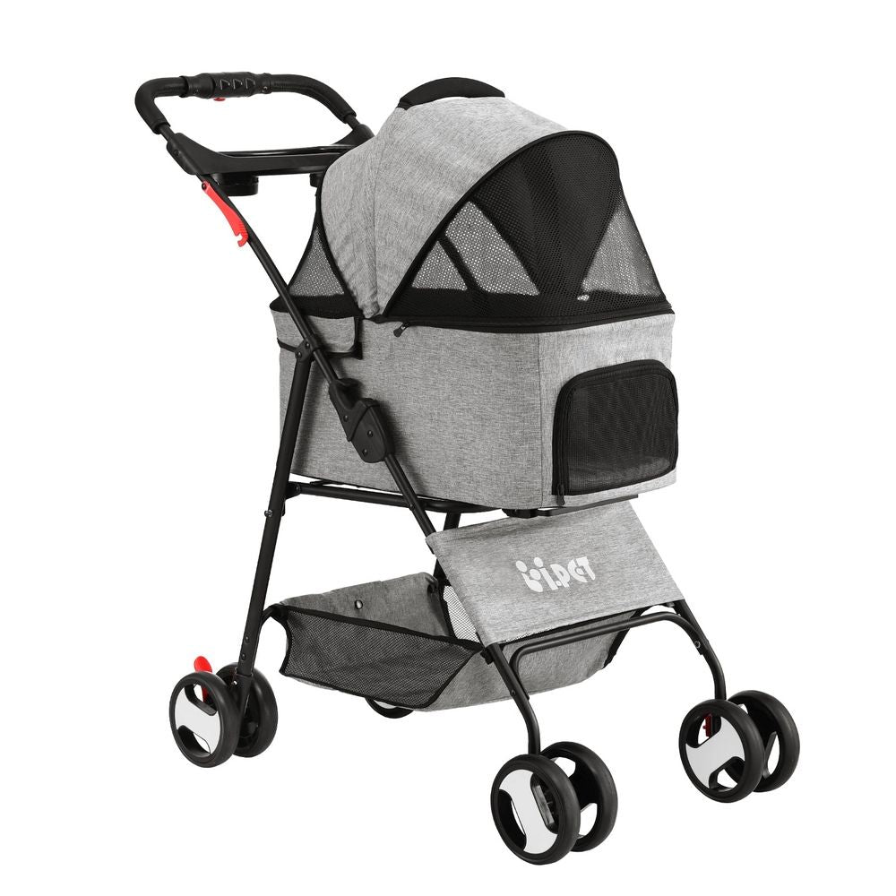 Pet Stroller Dog Carrier Foldable Pram 3 IN 1 Middle Size Grey