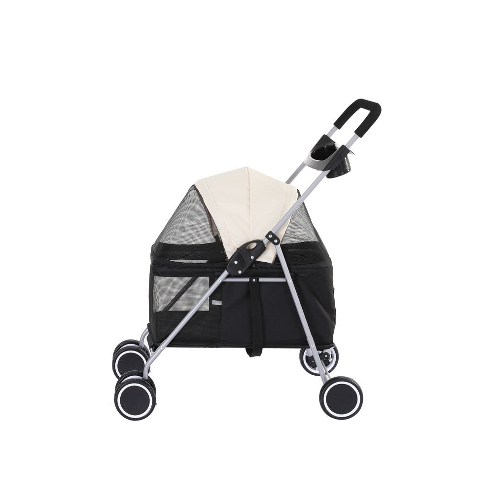 Pet Stroller Pram Dog Cat Carrier Cage Large Travel Pushchair Foldable - 4 Wheels