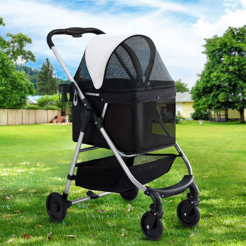 Pet Stroller Pram Dog Cat with Carrier Cage Large Travel Pushchair
