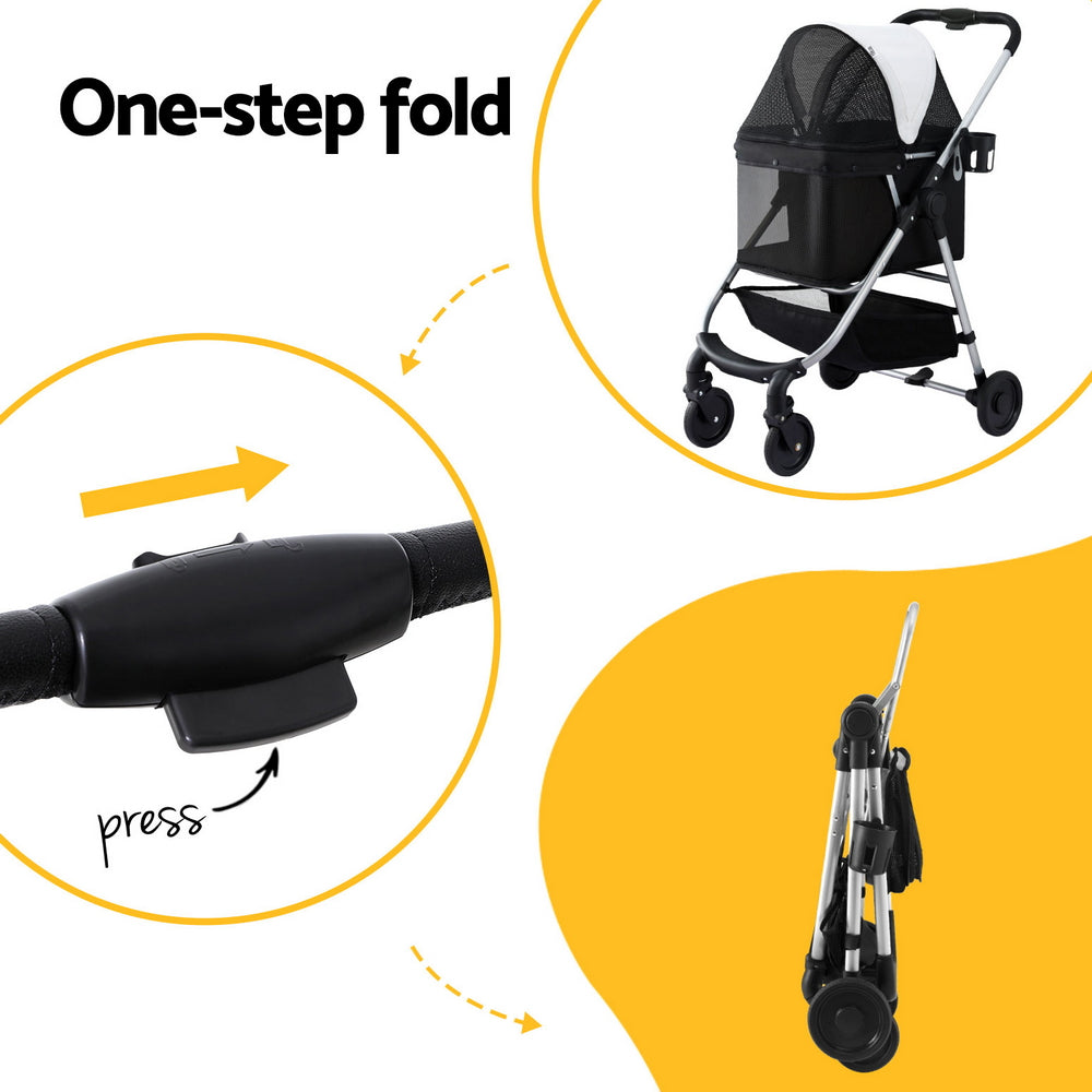 Stroller Pram Dog Cat Carrier Cage Large Travel Pushchair Foldable 4 Wheels