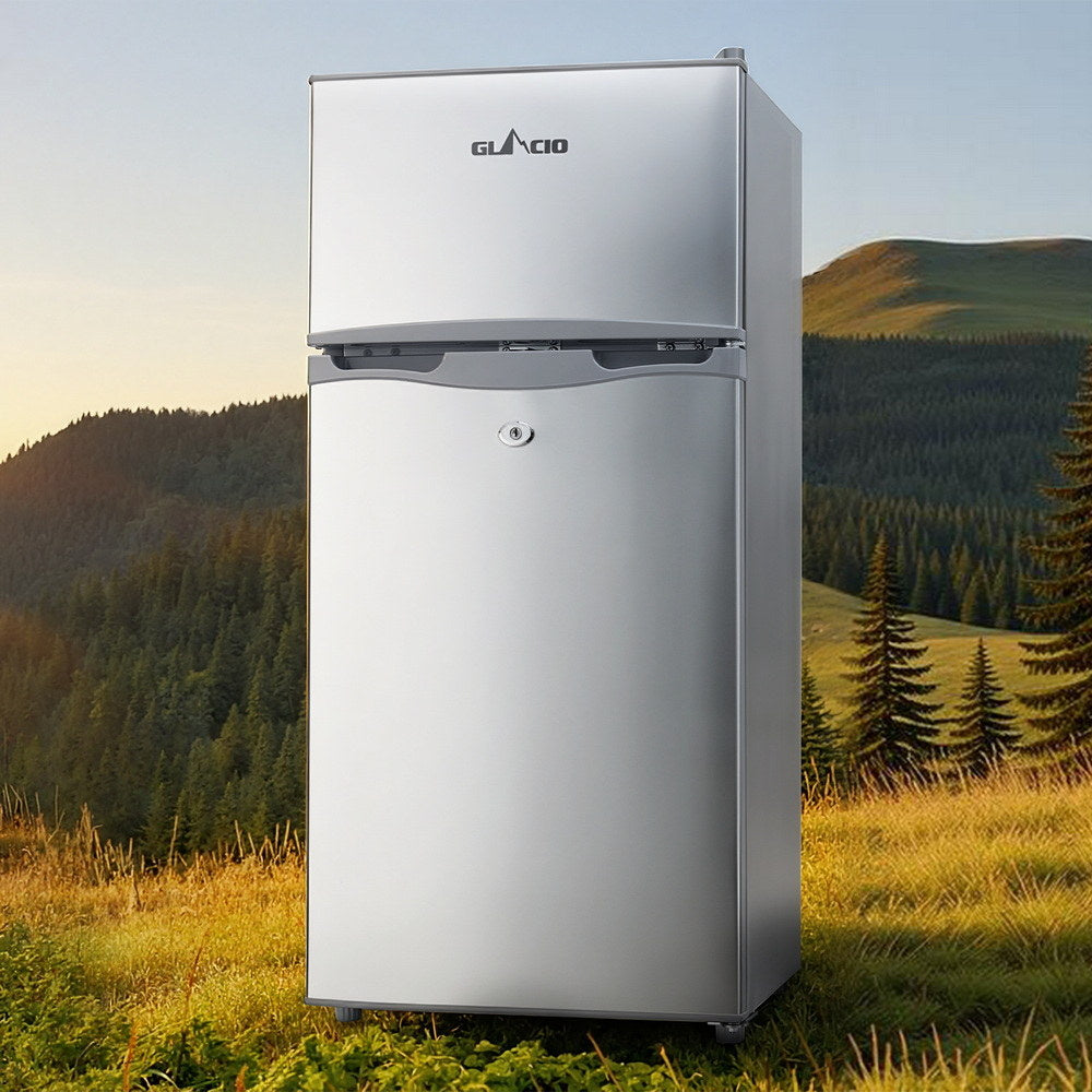 Portable Fridge 100L Bar Freezer Cooler Upright 12V/24V/240V Car Silver
