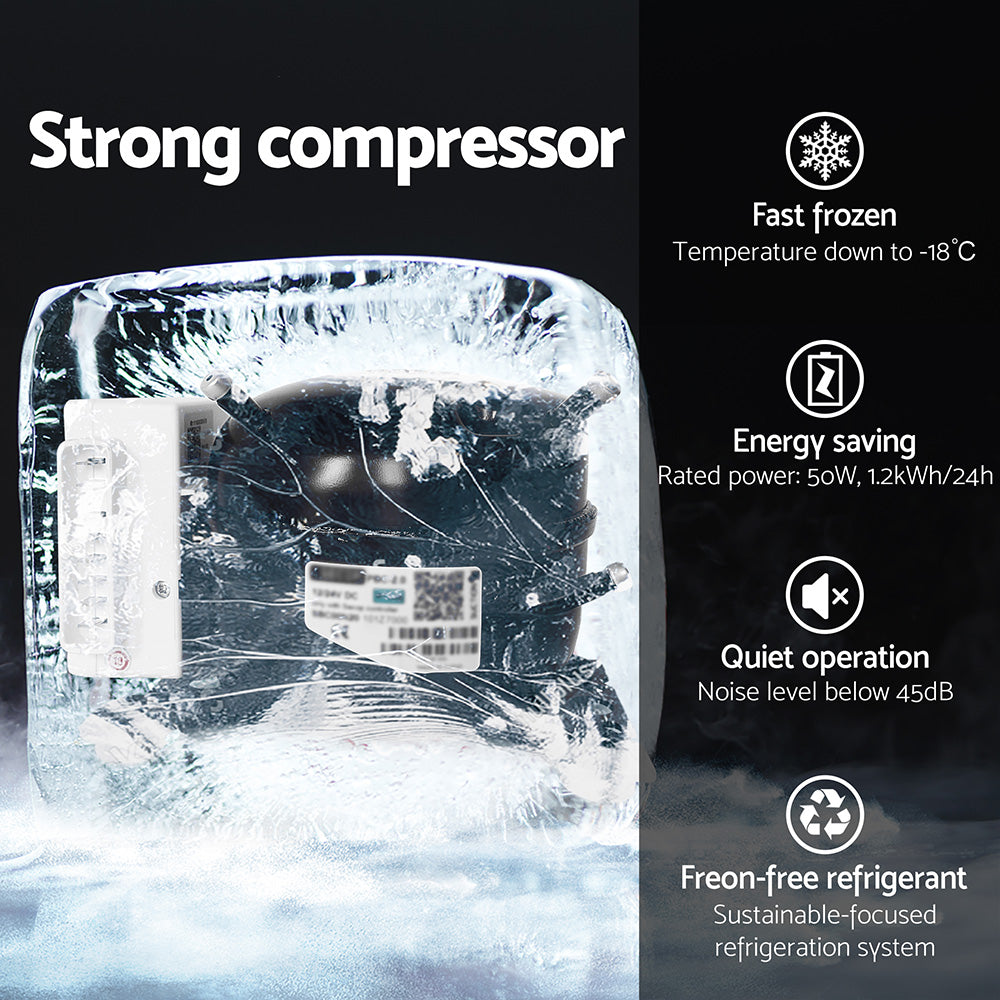 Portable Fridge 100L Bar Freezer Cooler Upright 12V/24V/240V Car Silver