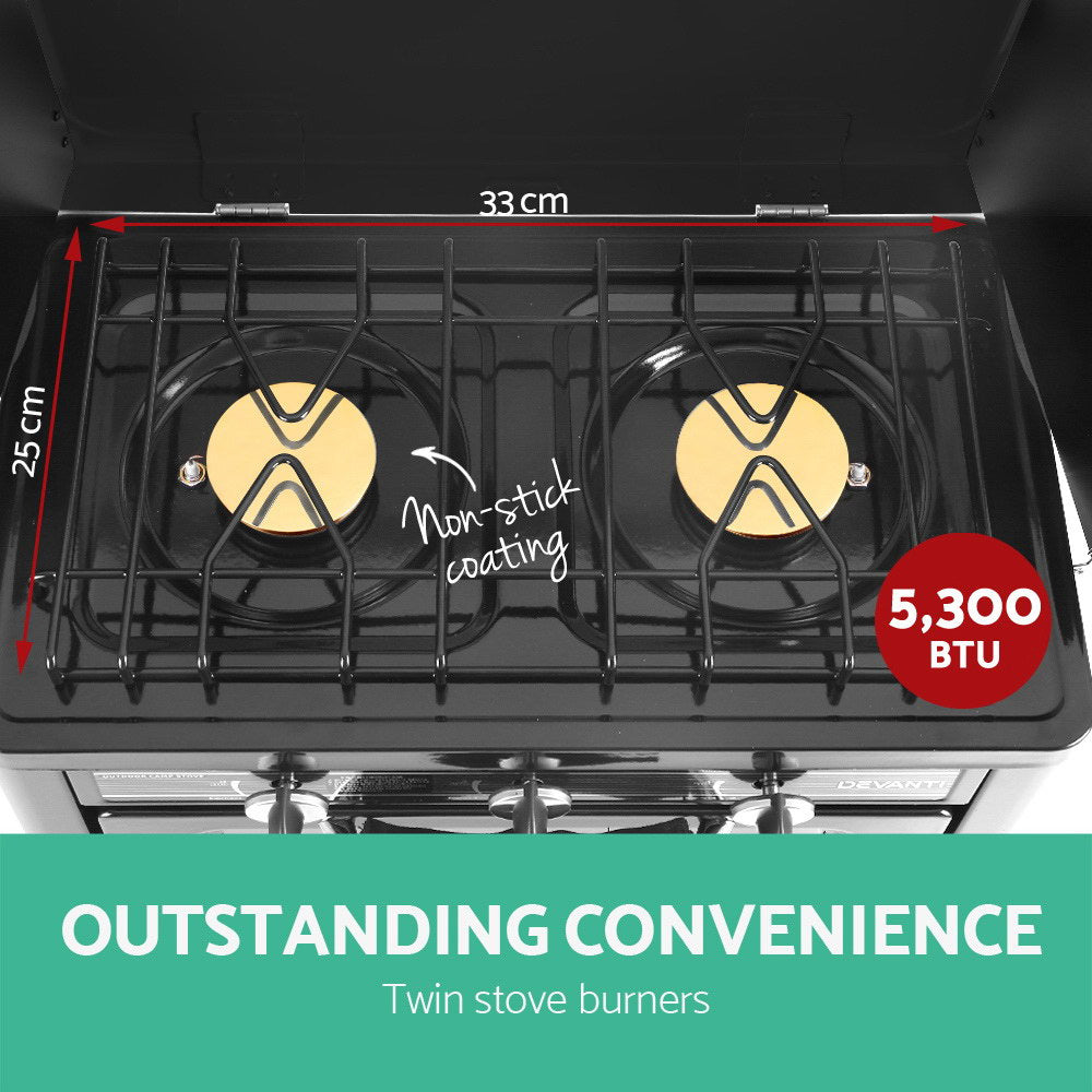 Portable Oven 3 Burner - Silver & Black