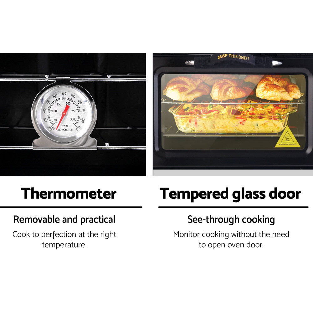 Portable Oven 3 Burner - Silver & Black