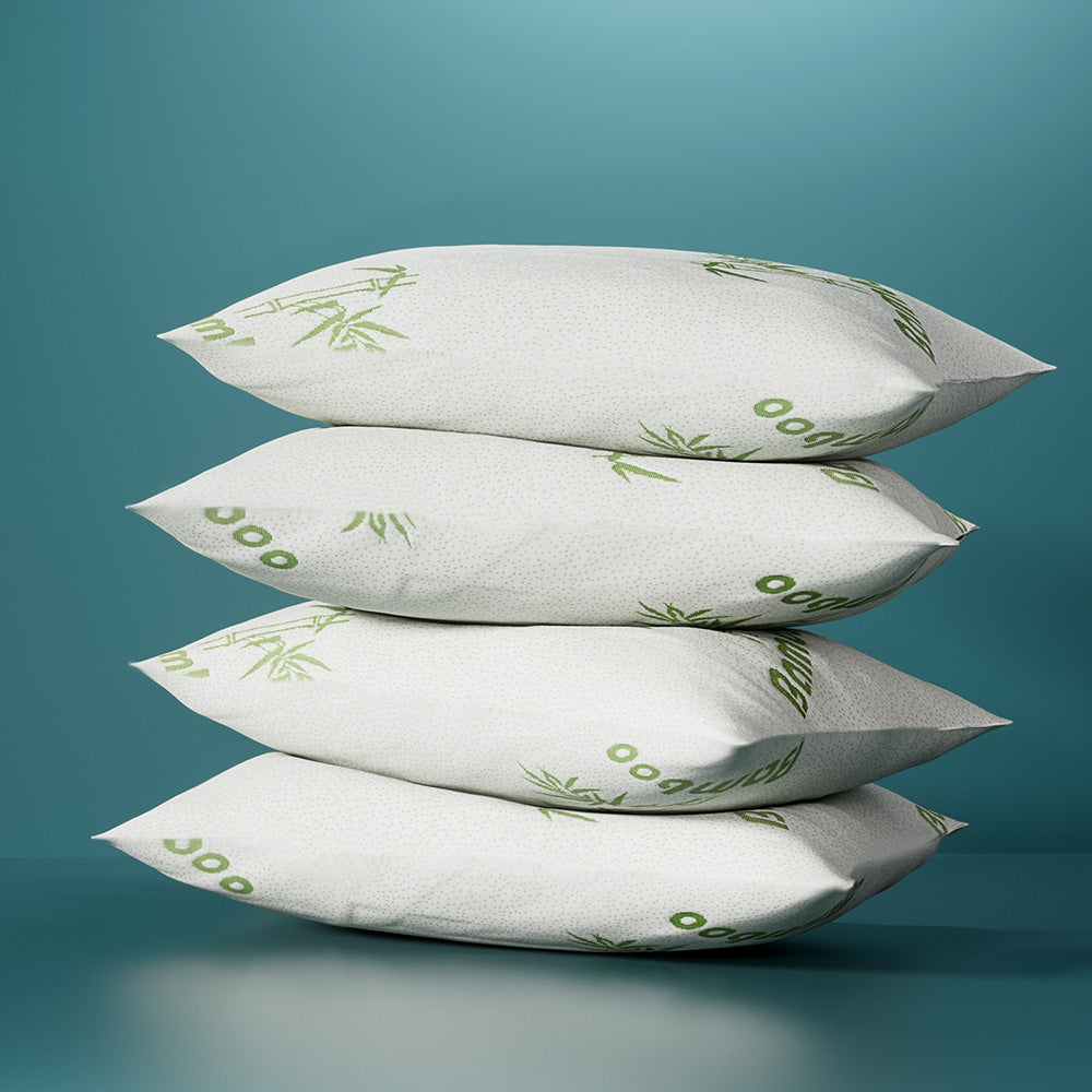 Bamboo Pillow Set 4 Pack Bedding Family Hotel Quality