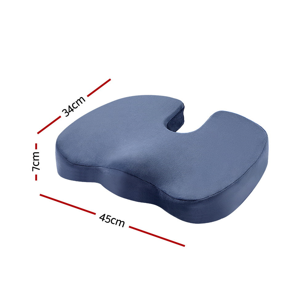 Bedding Seat Cushion Memory Foam Pillow Back Pain Relief Chair Pad Blue