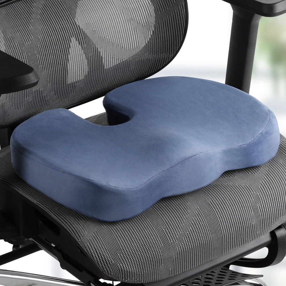 Bedding Seat Cushion Memory Foam Pillow Back Pain Relief Chair Pad Blue