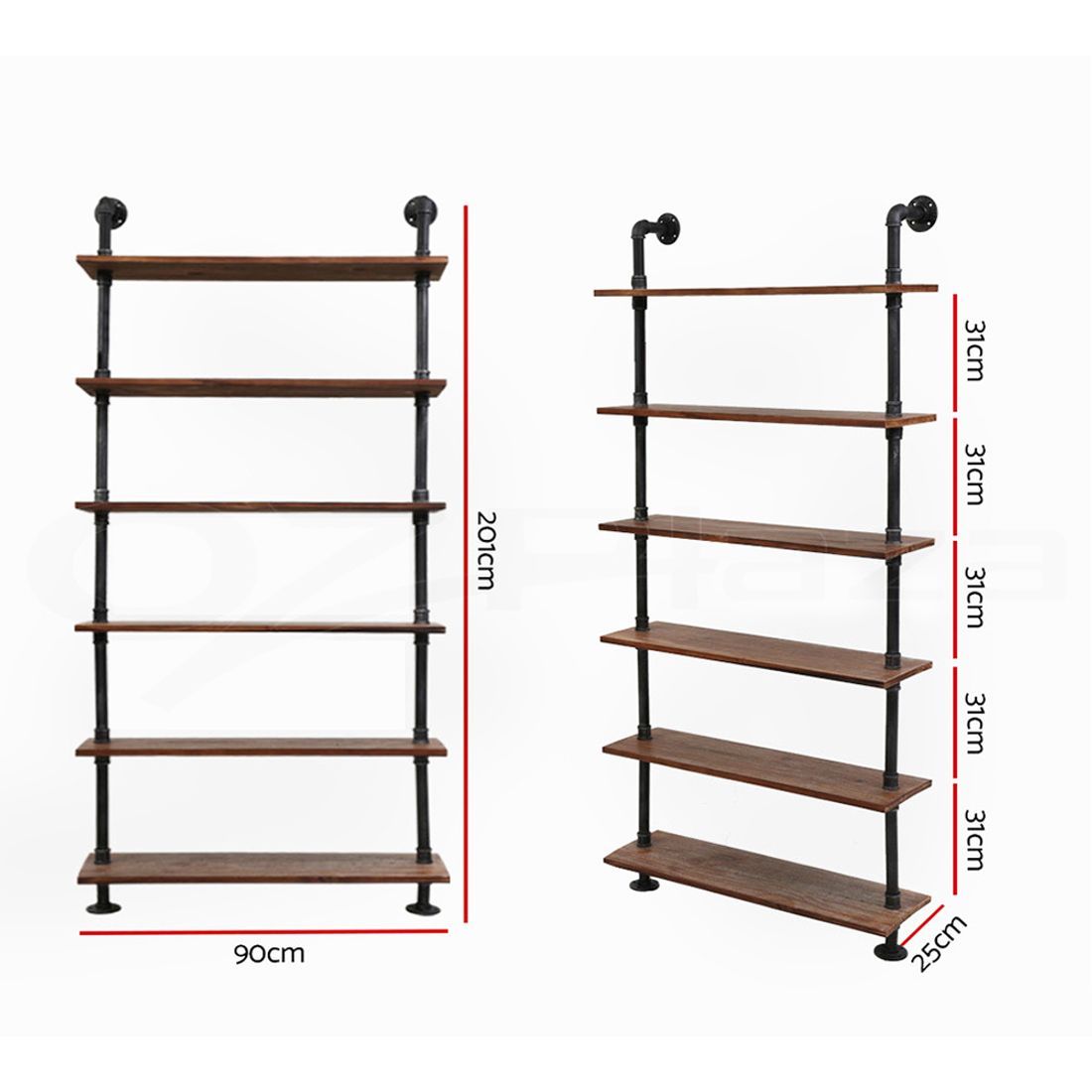 Wall Shelves Display Bookshelf Rustic Vintage DIY Pipe Shelf Brackets