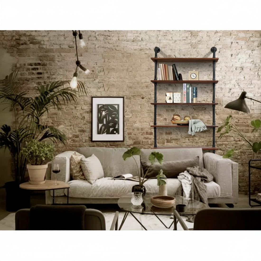 Wall Shelves Display Bookshelf Rustic Vintage DIY Pipe Shelf Brackets