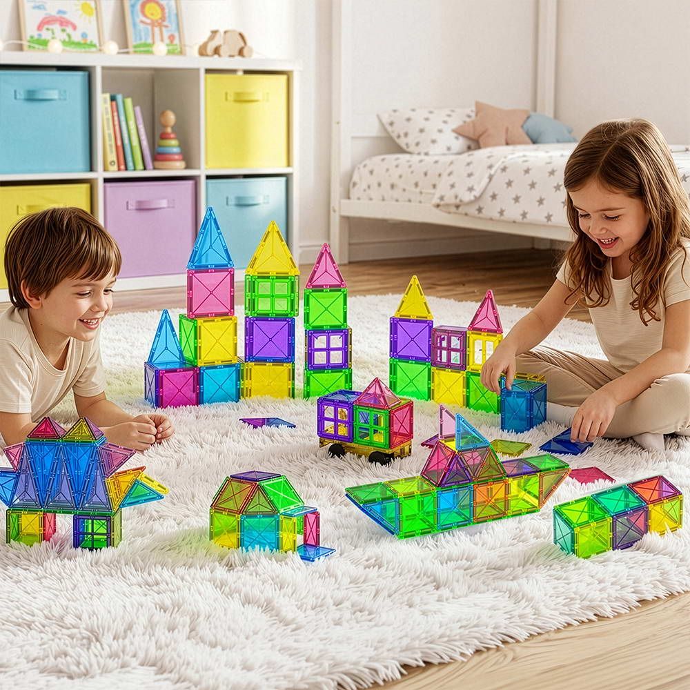 Magnetic Tiles 120pcs Kids Blocks Building Educational Toys Gift