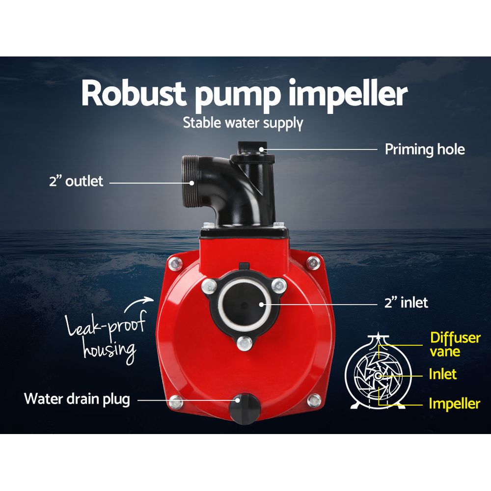 High Flow Water Pump 2in, Black/Red