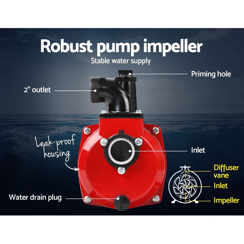 High Flow Water Pump 2in, Black/Red