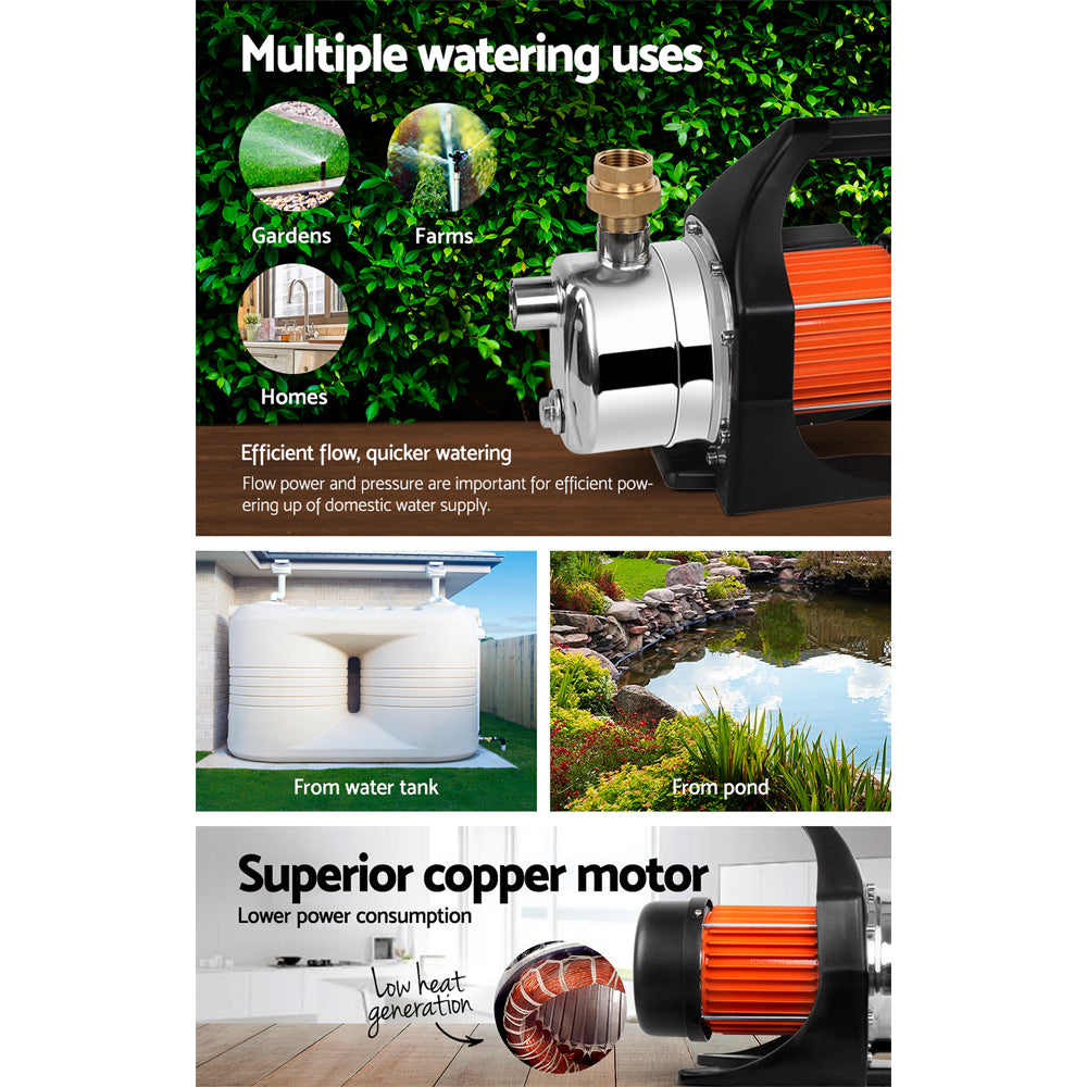 Garden Water Jet Pump High Pressure 1500W Tank Rain Farm Irrigation