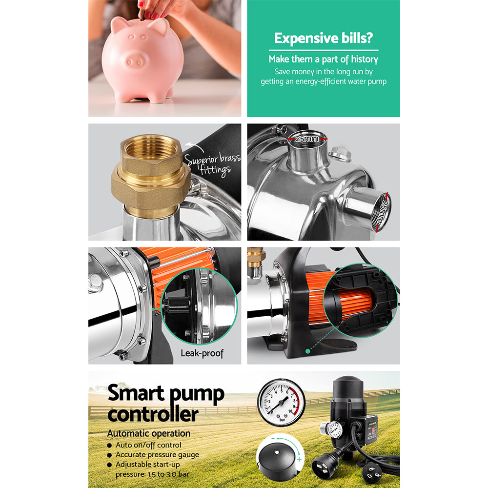 Garden Water Pump 1500W High Pressure with Auto Controller