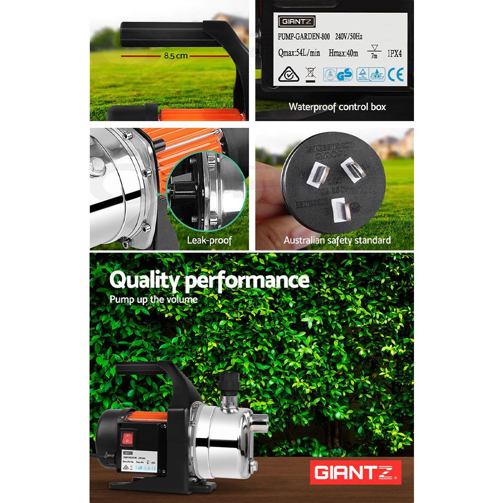 Garden Water Pump Stainless Steel 800W