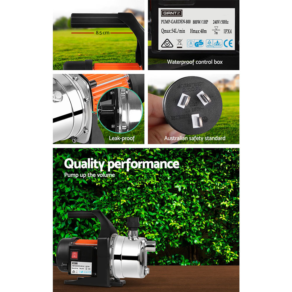Garden Water Pump Stainless Steel 800W