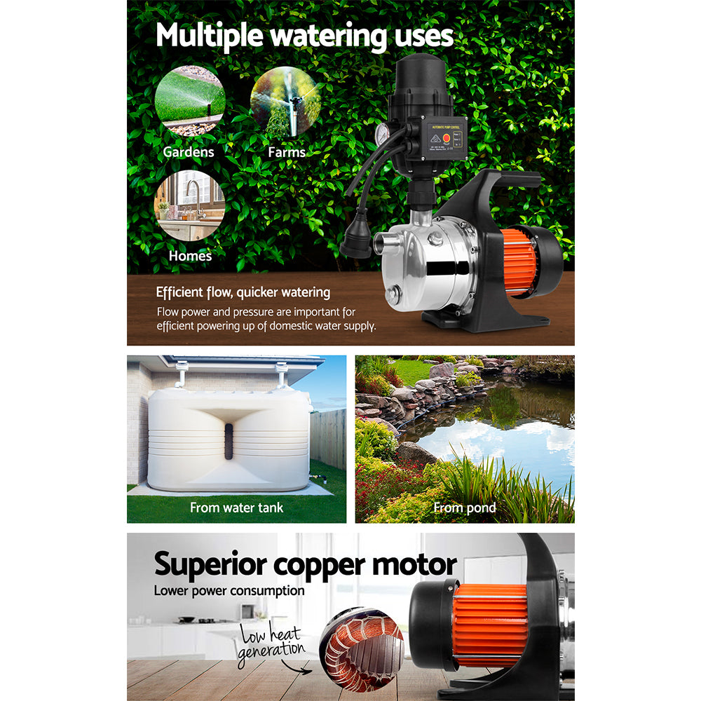 High‑Pressure Garden Water Pump, 800 W, Auto Controller