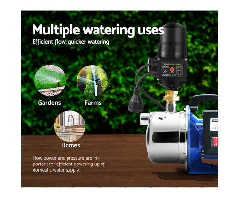 Garden Water Jet Pump High Pressure 1100W Tank Rain Farm Irrigation Black