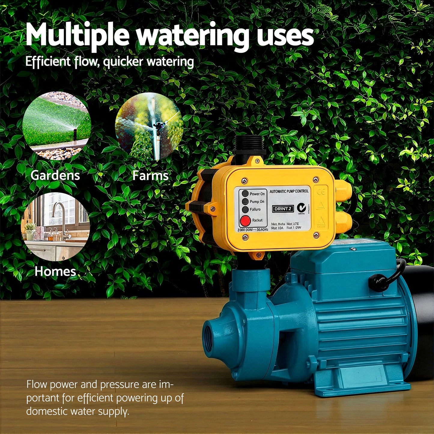 Auto Peripheral Pump Clean Water Garden Farm Rain Tank Irrigation QB80