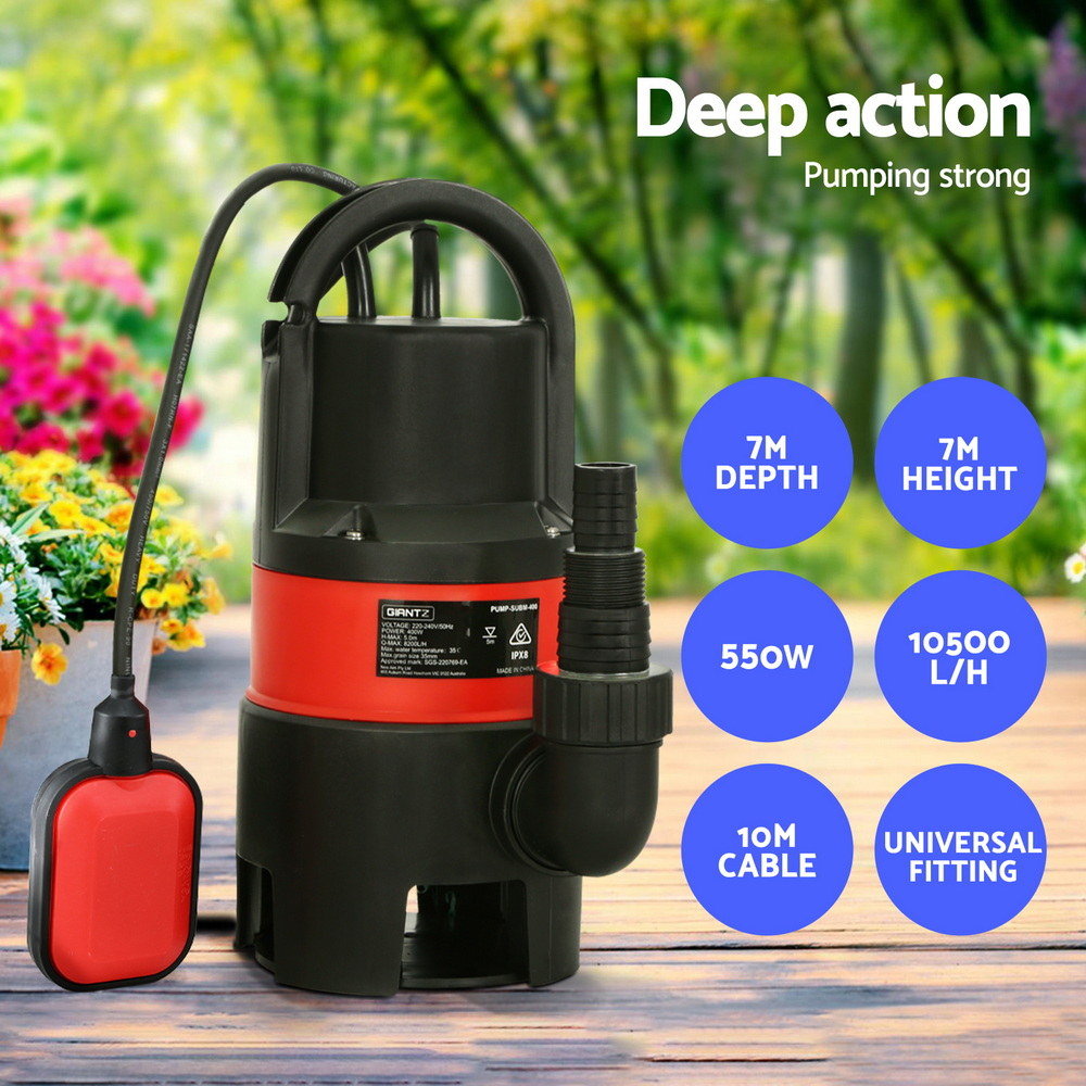 Garden Submersible Pump 550W Dirty Water Bore Tank Well Steel Sewerage