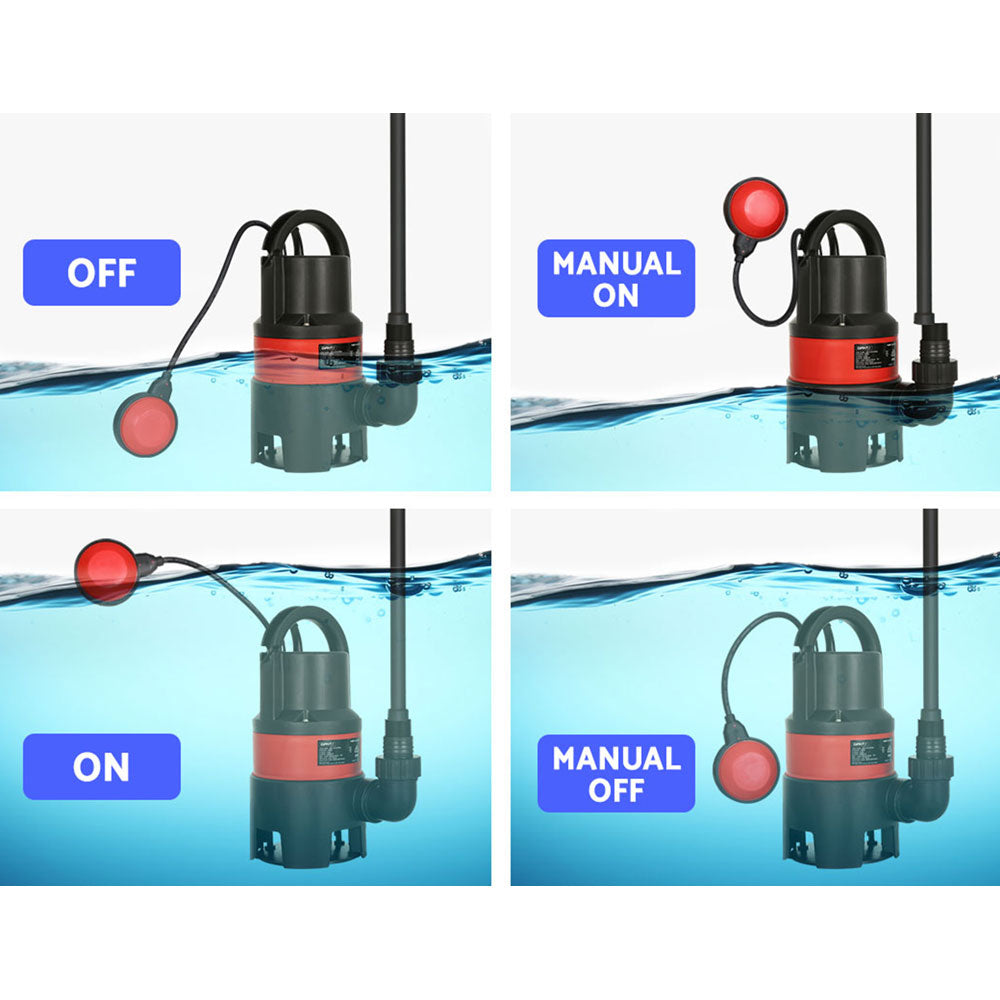 750W Water Pump Dirty Submersible Sump Swim Pool Flooding Pond Clean