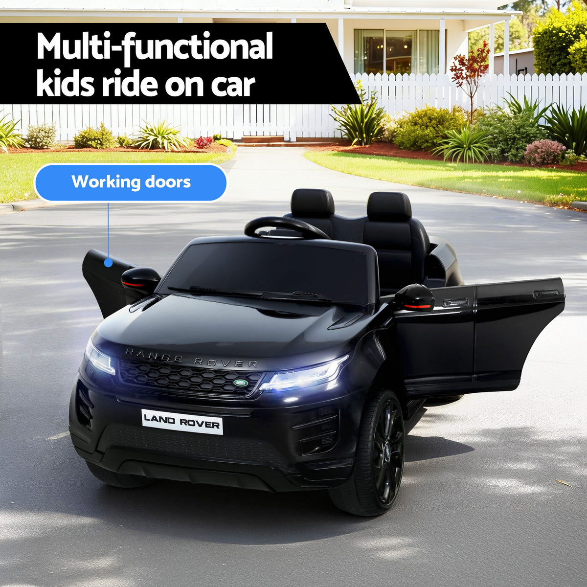 Kids Ride On Car Licensed Land Rover 12V Car Toys Battery Remote Black