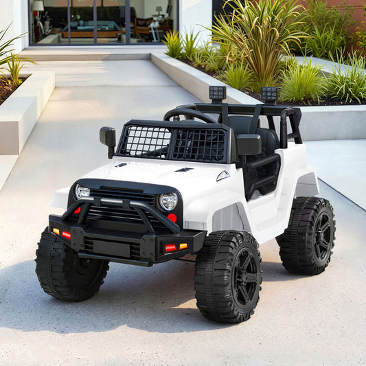 Kids Ride On Car Jeep 12V Car Toys Battery Remote Control Rigo White