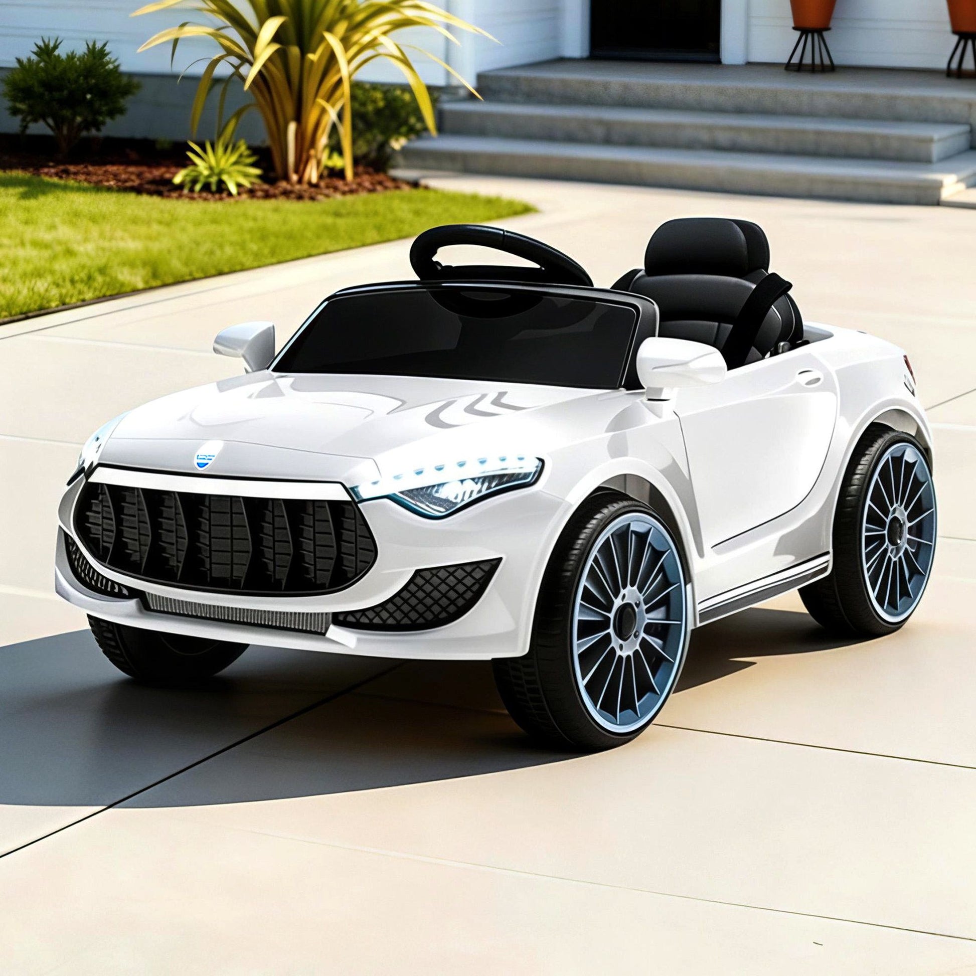 White Ride Car Toys 12V Battery Remote Control LED