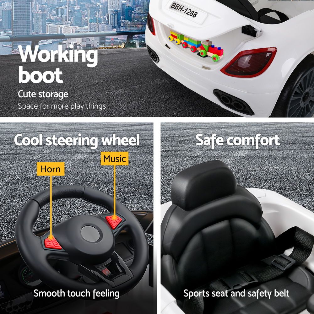Ride Car Toys 12V Battery Remote Control White LED