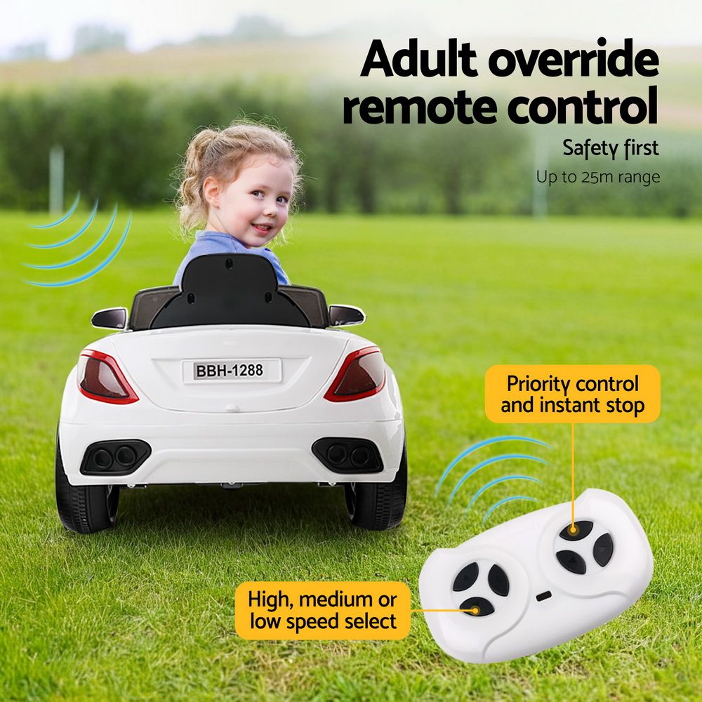 Car Toys 12V Battery Remote Control White LED Ride