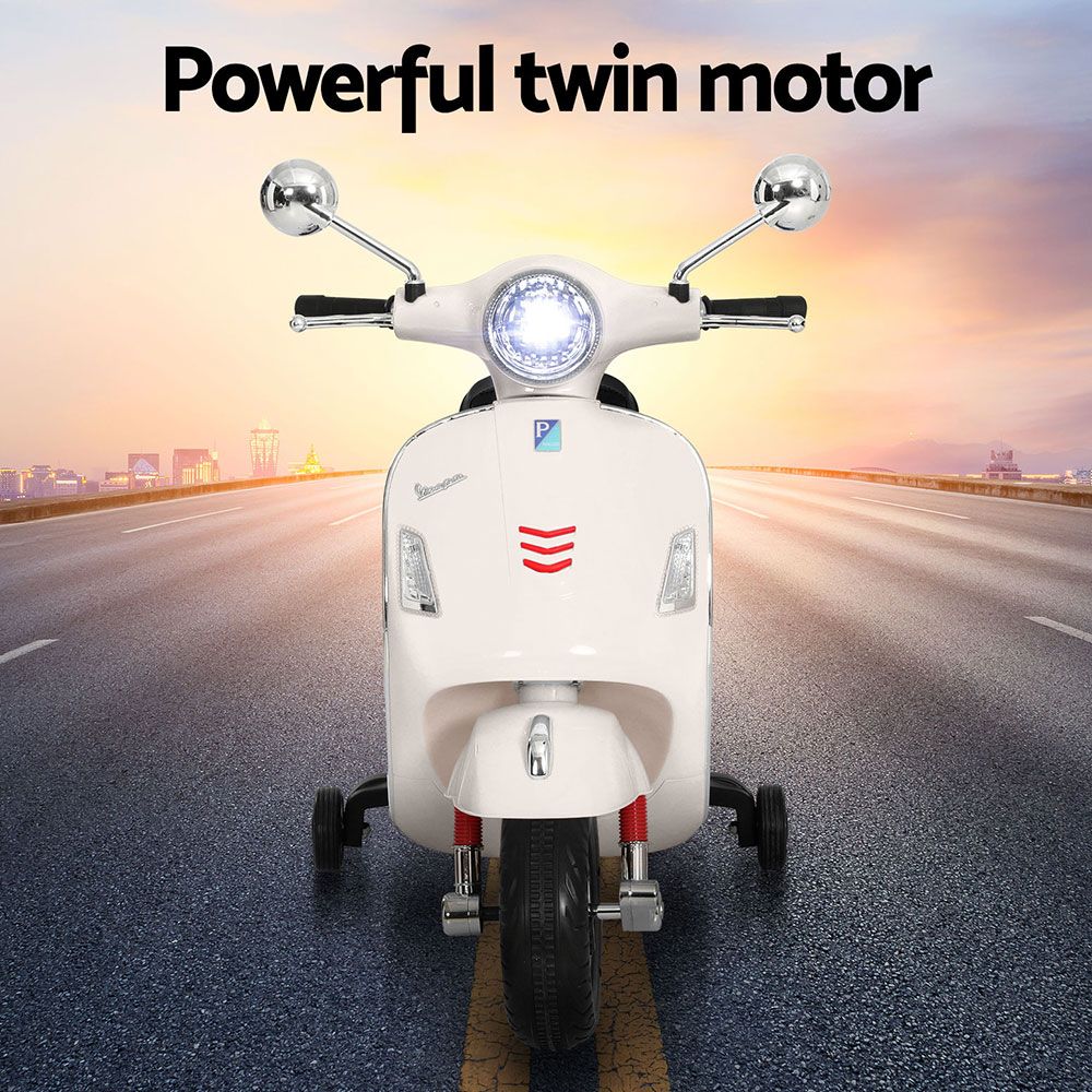 Kids Ride On Car Motorcycle Motorbike Vespa Licensed GTS - White