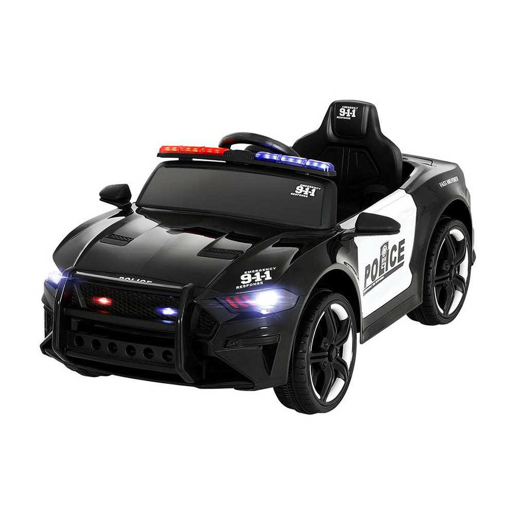 Kids Ride On Car Patrol Police Cars Battery Powered Toys 12V - Black Rigo