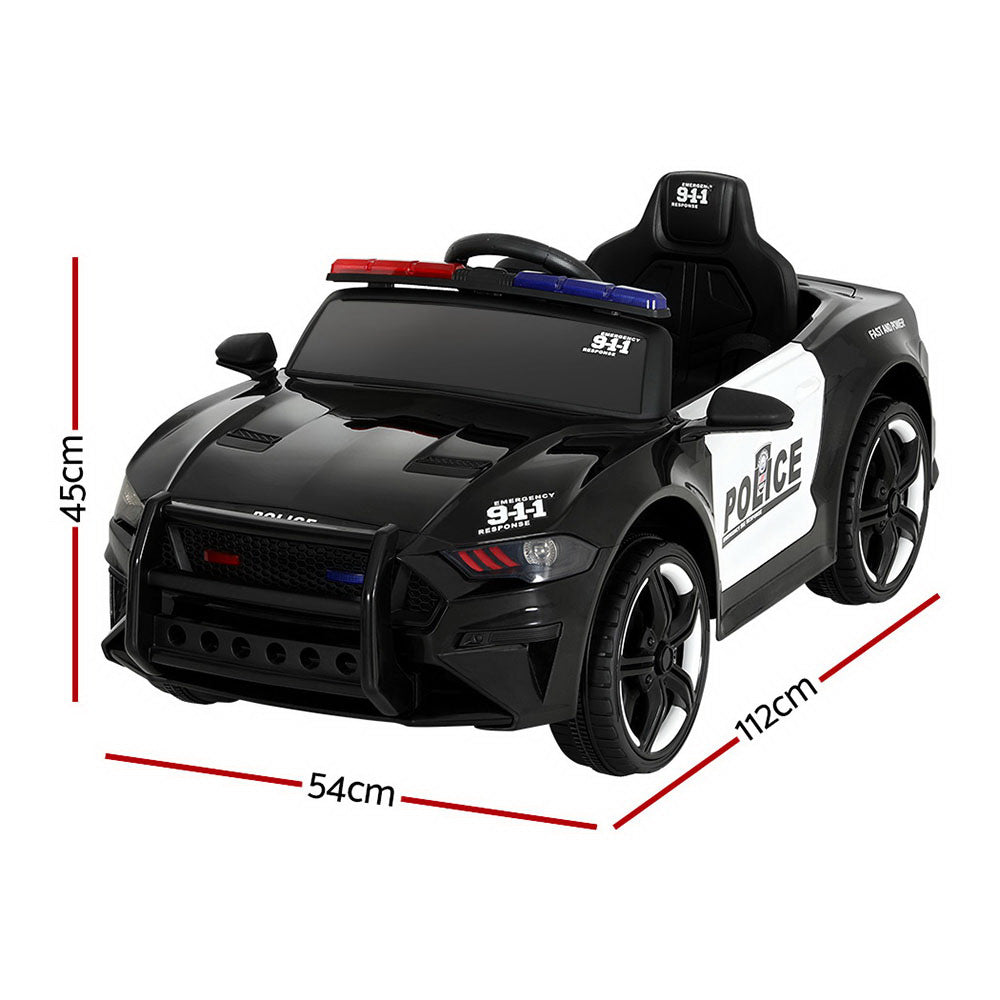 Kids Ride On Car Patrol Police Cars Battery Powered Toys 12V - Black Rigo