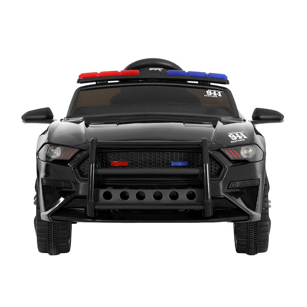 Kids Ride On Car Patrol Police Cars Battery Powered Toys 12V - Black Rigo