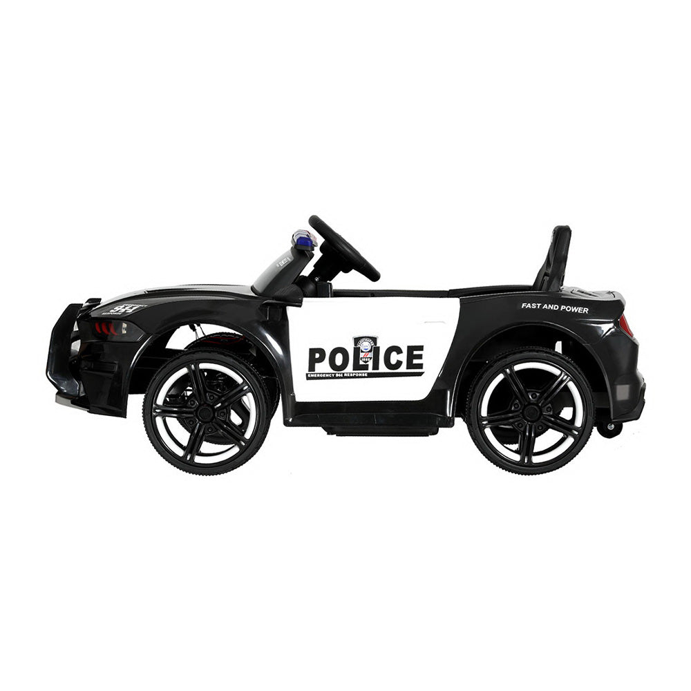 Kids Ride On Car Patrol Police Cars Battery Powered Toys 12V - Black Rigo