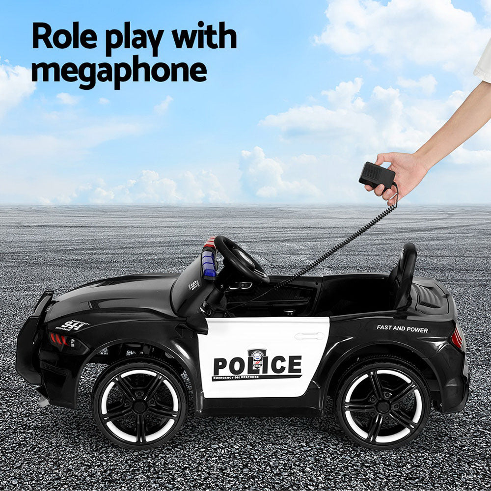 Kids Ride On Car Patrol Police Cars Battery Powered Toys 12V - Black Rigo