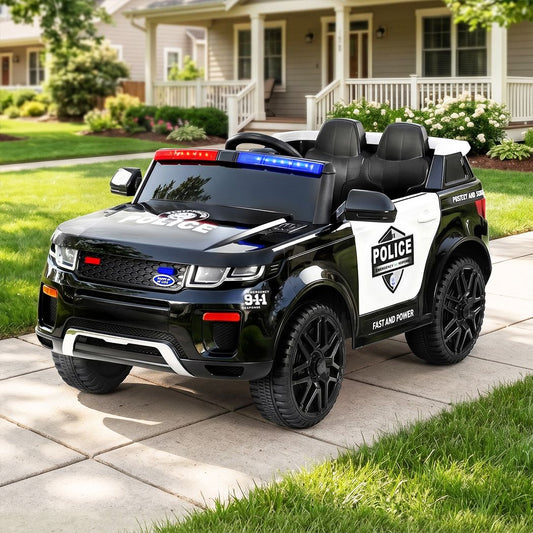 Kids Ride On Patrol Police Car Rigo Range Rover-Inspired Remote - Black