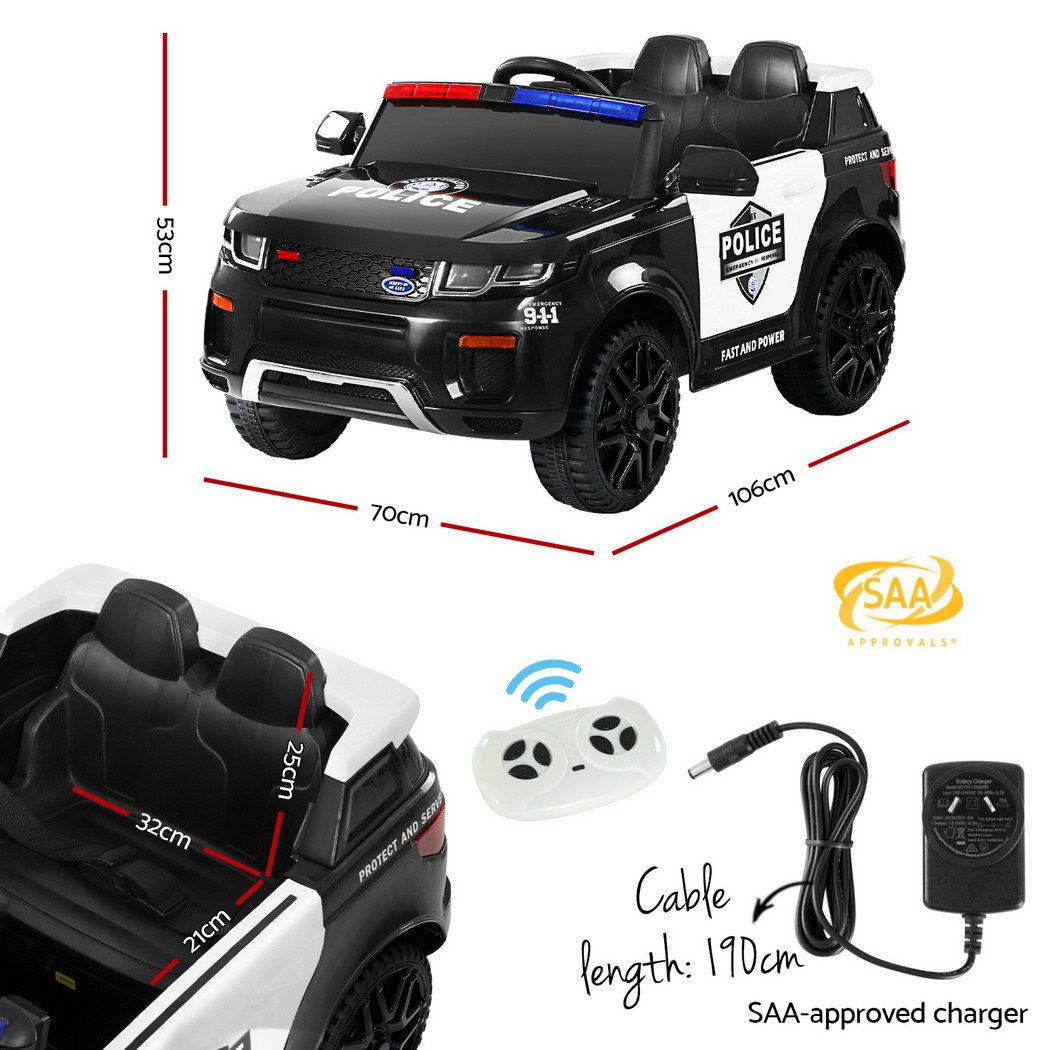 Kids Ride On Patrol Police Car Rigo Range Rover-Inspired Remote - Black