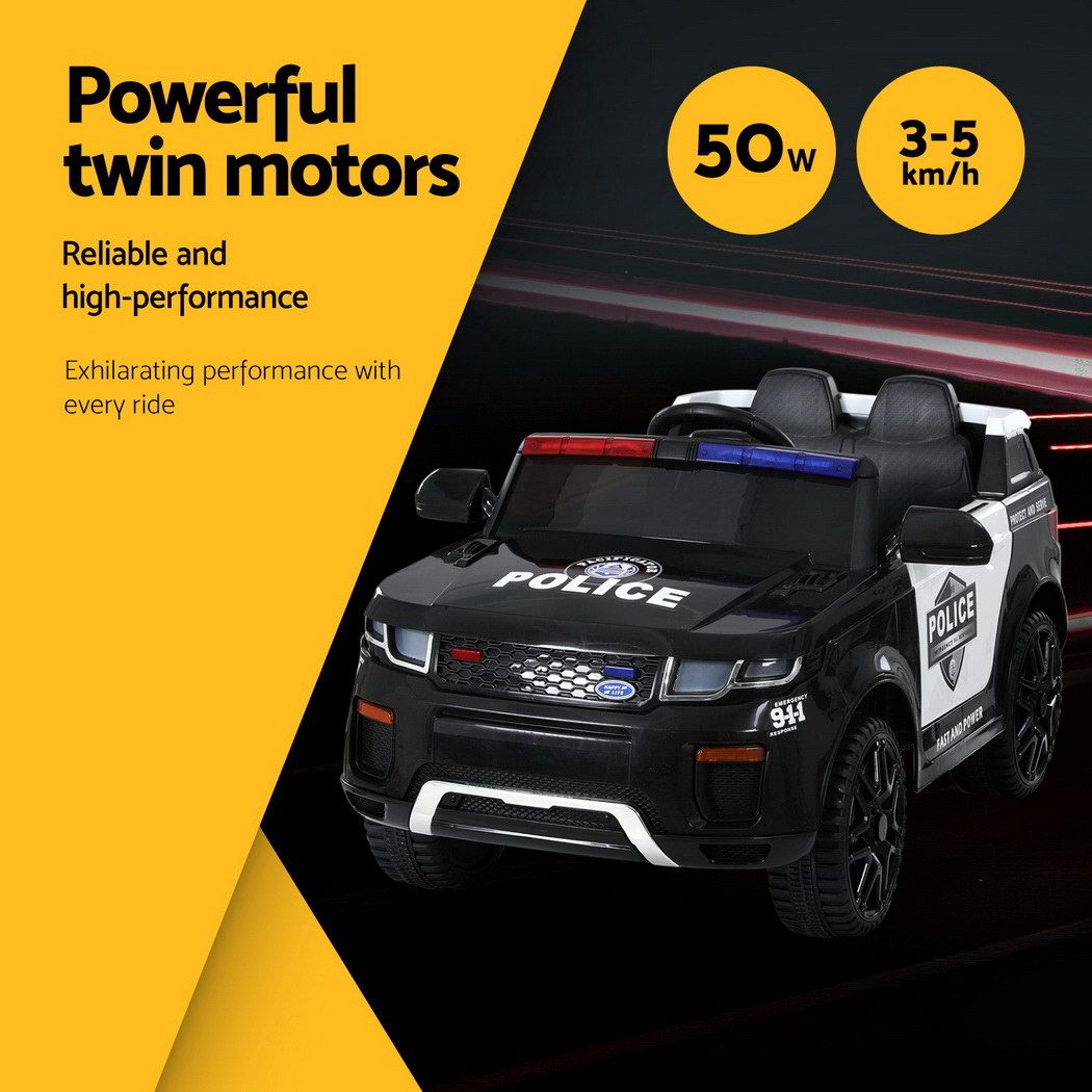 Kids Ride On Patrol Police Car Rigo Range Rover-Inspired Remote - Black