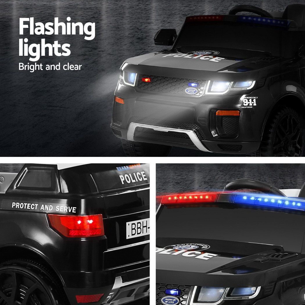 Kids Ride On Patrol Police Car Rigo Range Rover-Inspired Remote - Black