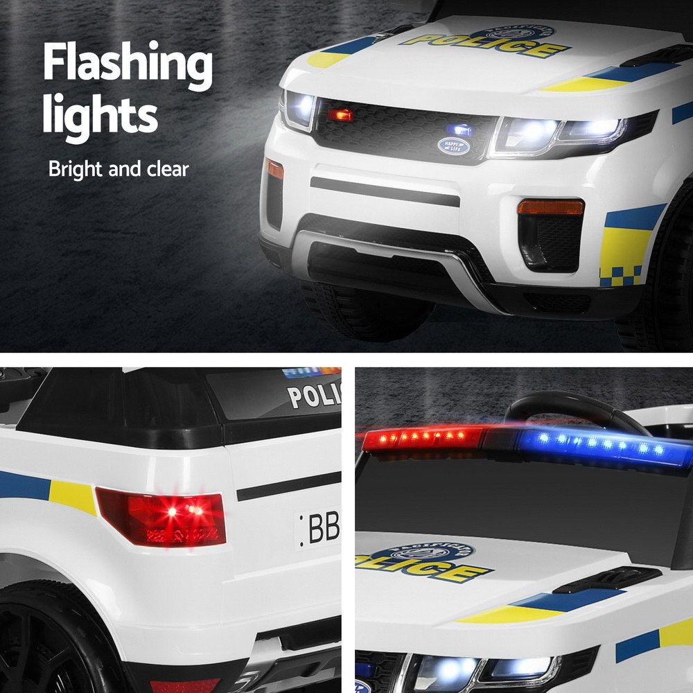Kids Ride On Car Rigo Patrol Police Toy Cars Remote Control 12V - White