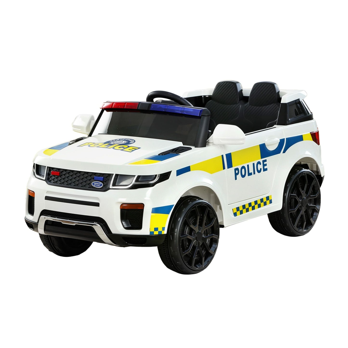 Kids Ride On Car Rigo Patrol Police Toy Cars Remote Control 12V - White