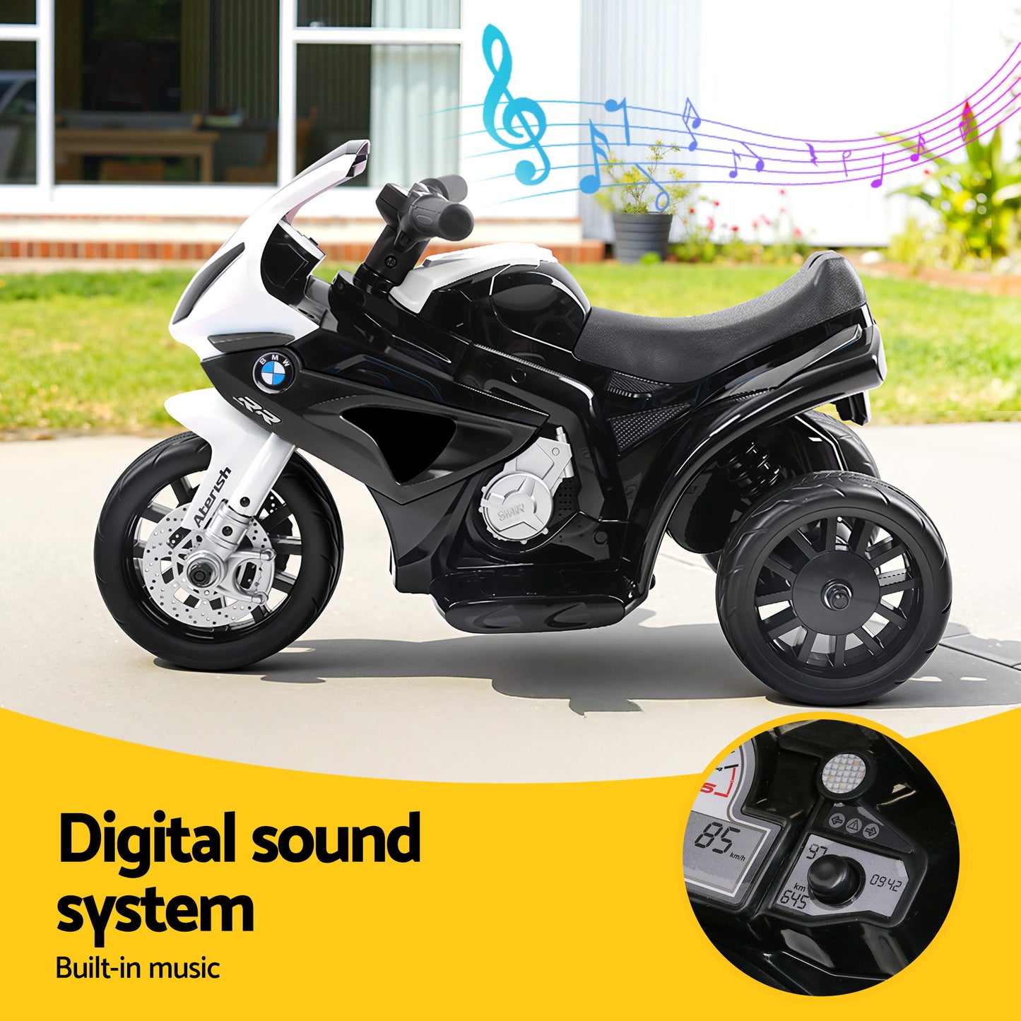 Kids Ride-On Motorbike Licensed S1000RR Motorcycle Car - Black