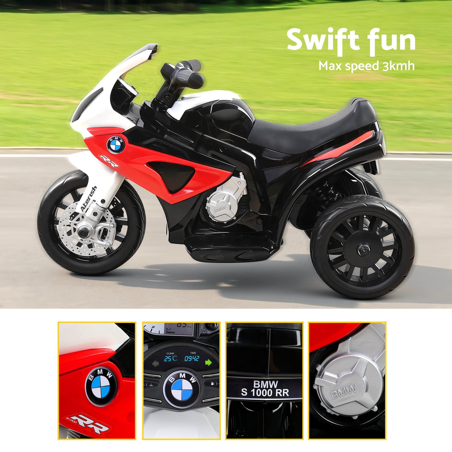 Red s1000rr licensed motorcycle car for household use