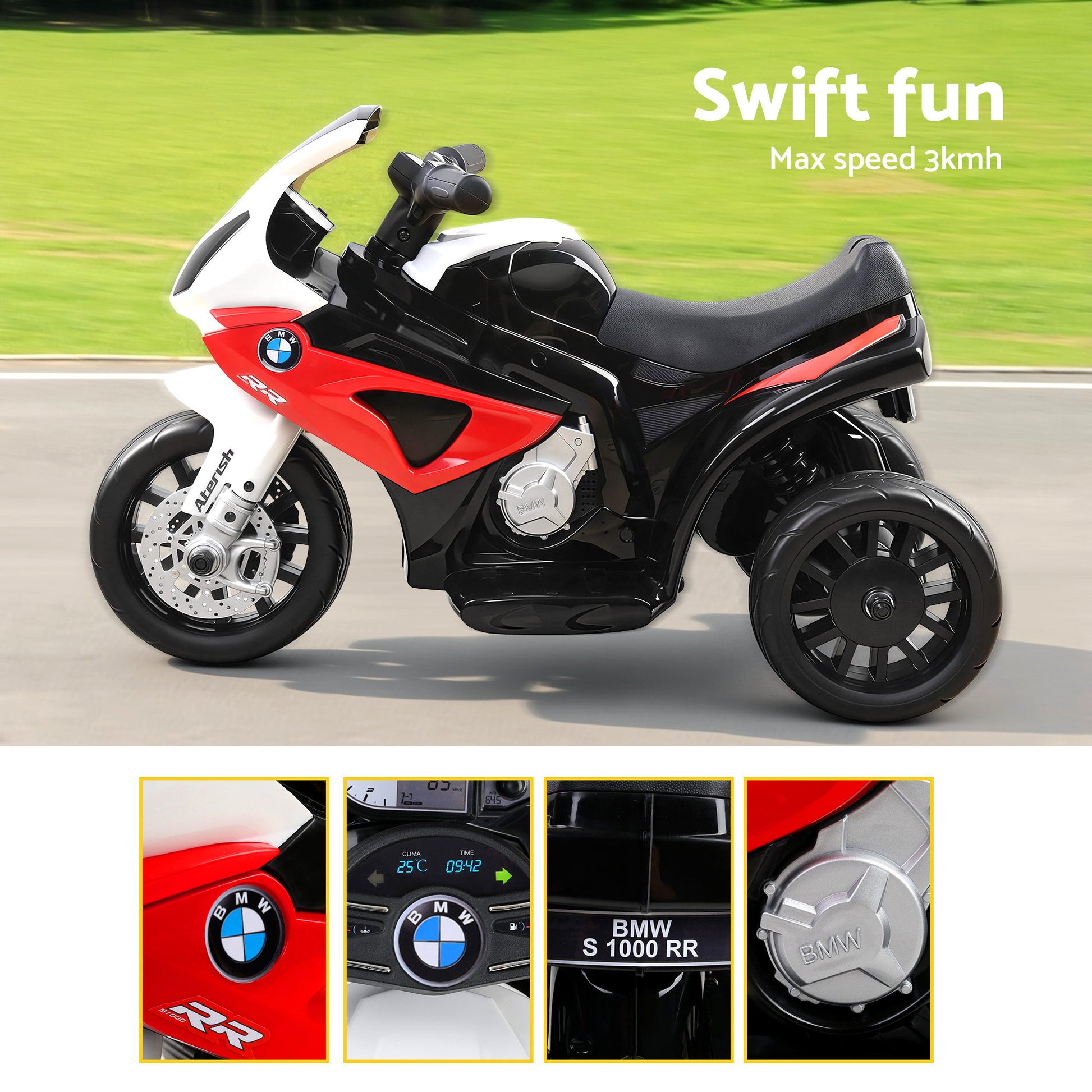 Red s1000rr licensed motorcycle car for household use